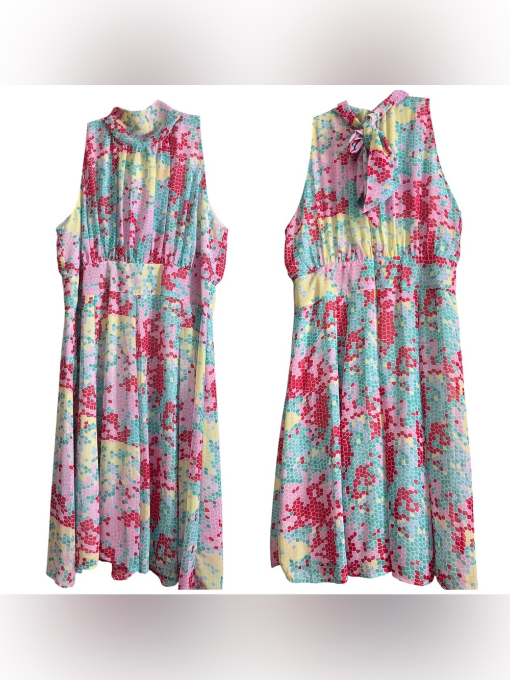 Voir Voir Colorful High Neck Sleeveless Dress Size 12